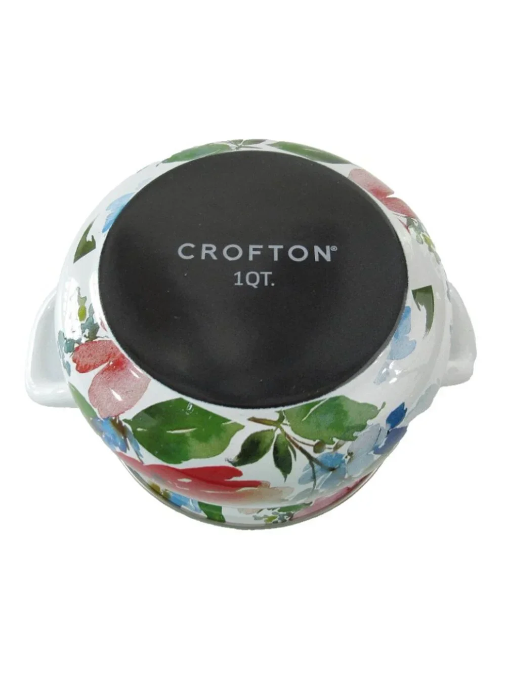 Crofton Casserole Pot Dutch Oven 1 Qt. Floral Enamelware Double Handle With Lid